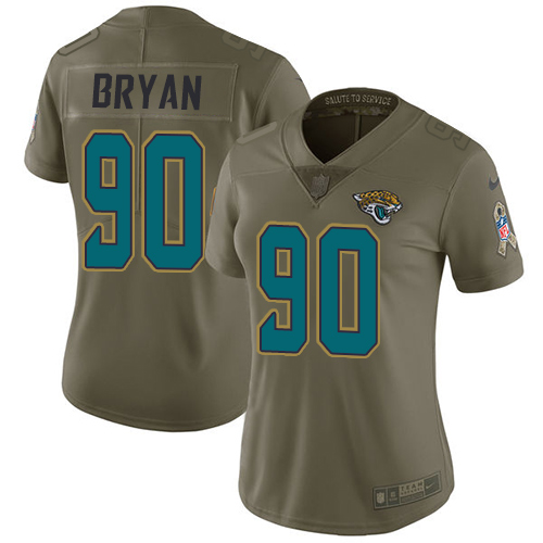 Nike Jacksonville Jaguars #90 Taven Bryan Olive Women Stitched NFL Limited 2017 Salute to Service Jersey->women nfl jersey->Women Jersey